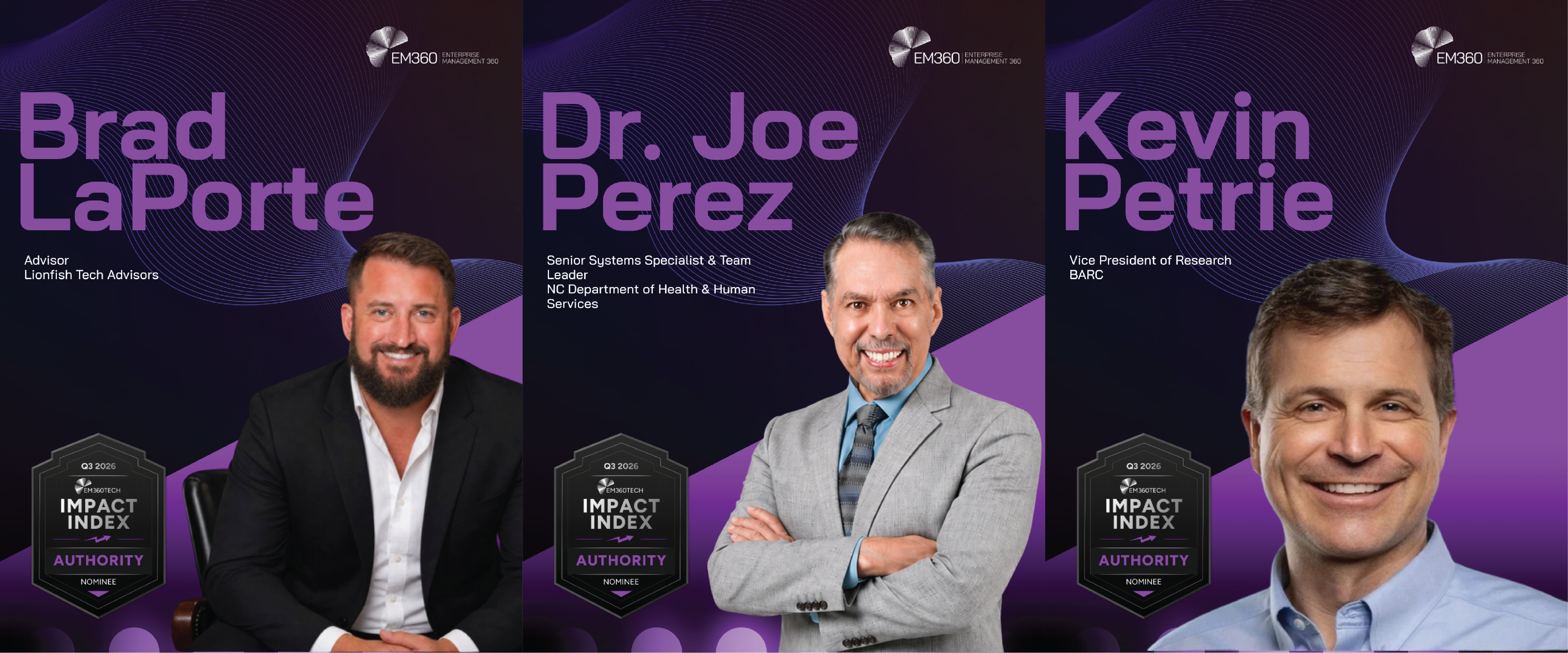 List of Authority category nominees for the Q3 EM360Tech Quarterly Impact Awards 2026.