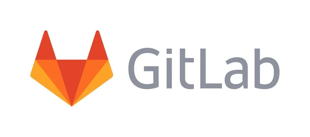 GitLab logo featuring an orange geometric fox head icon next to the word &ldquo;GitLab&rdquo; in grey text, representing the GitLab DevSecOps platform.