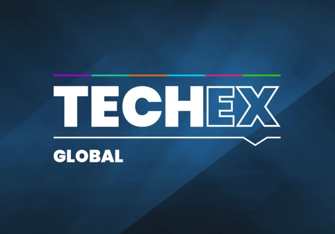 Logo for TechEx Global on a dark blue background