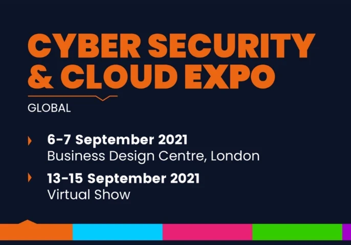 "Cyber Security & Cloud Expo" text in orange on a dark blue background.
