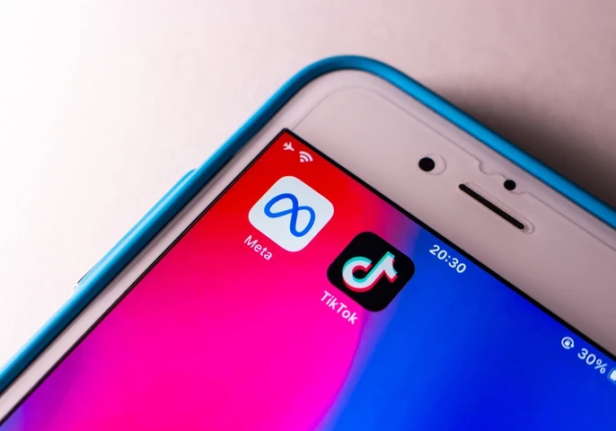 meta tiktok logos on phone banning ads