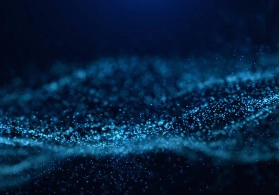 Data in a wave graph in neon blue