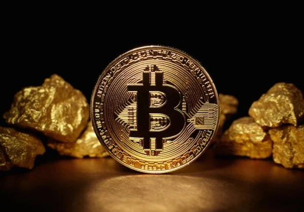bitcoin logo on a coin