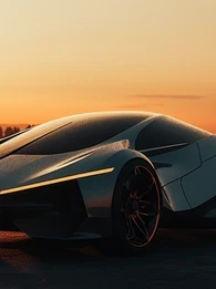 a spectacular car at sunset