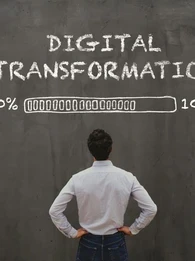 Man waiting for Digital Transformation to load