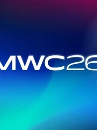 Logo of MWC26 against a bright blue background.