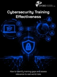 A header image with the text "Cybersecurity Training Effectiveness" and the subtitle of "How to identify training gaps and assess relevance to real-world risks"
