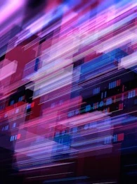 Blockchain sketch in purple, pink and blue shades
