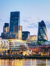 Skyline of the City of London showing the Gherkin and Horizon 22