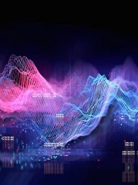 Neon graphs showing peaks and troughs