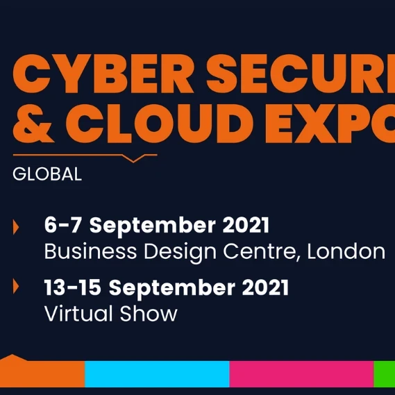"Cyber Security & Cloud Expo" text in orange on a dark blue background.