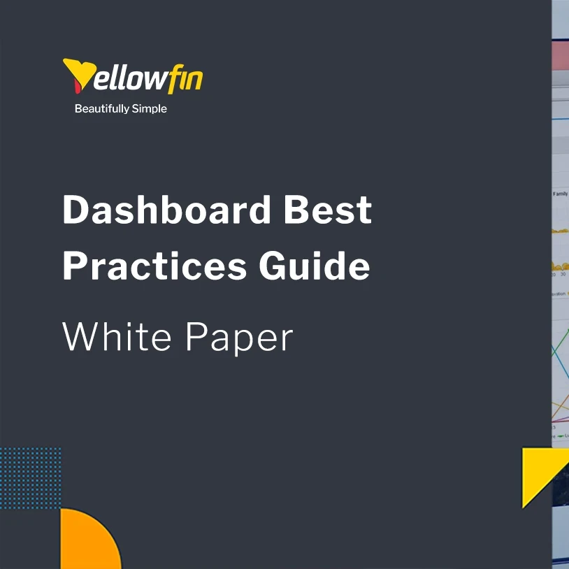 White paper cover for "Dashboard Best Practices Guide" with the Yellowfin logo.