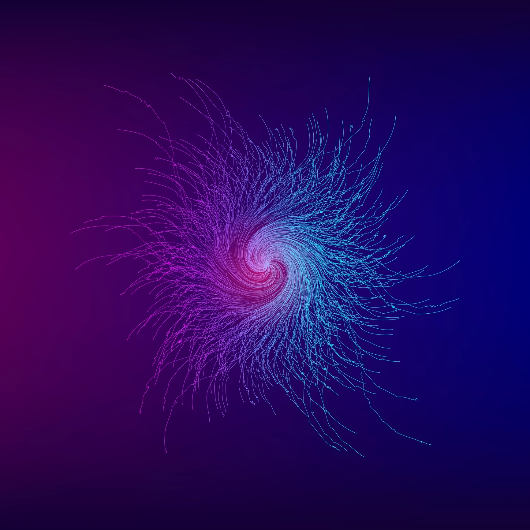 Pink and purple swirl with strings and cables.