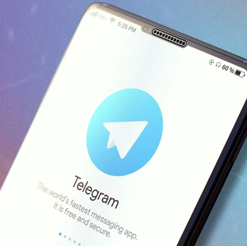 Close-up of the Telegram logo on a smartphone