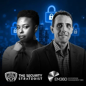 Header image featuring the Security Strategist podcast host Keyari Page and Mostyn Thomas, Senior Director of Security at Pax8.