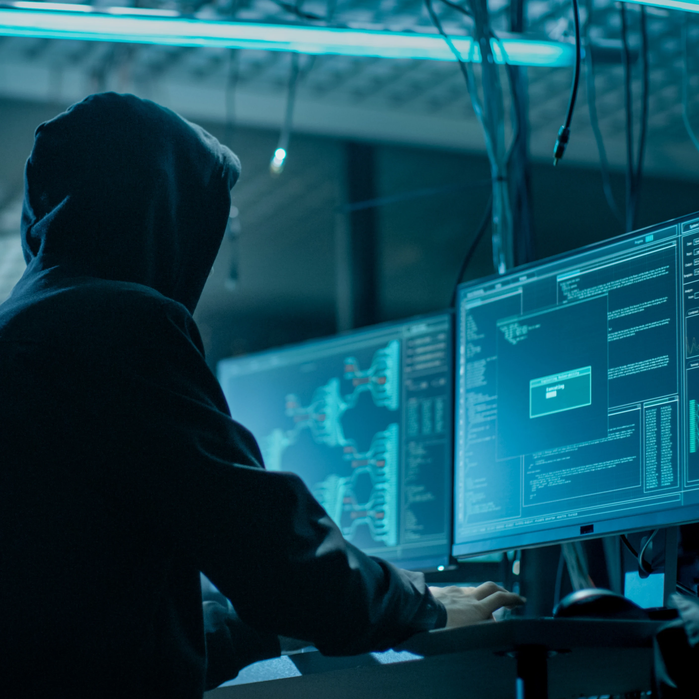 hacker completing a cyber attack