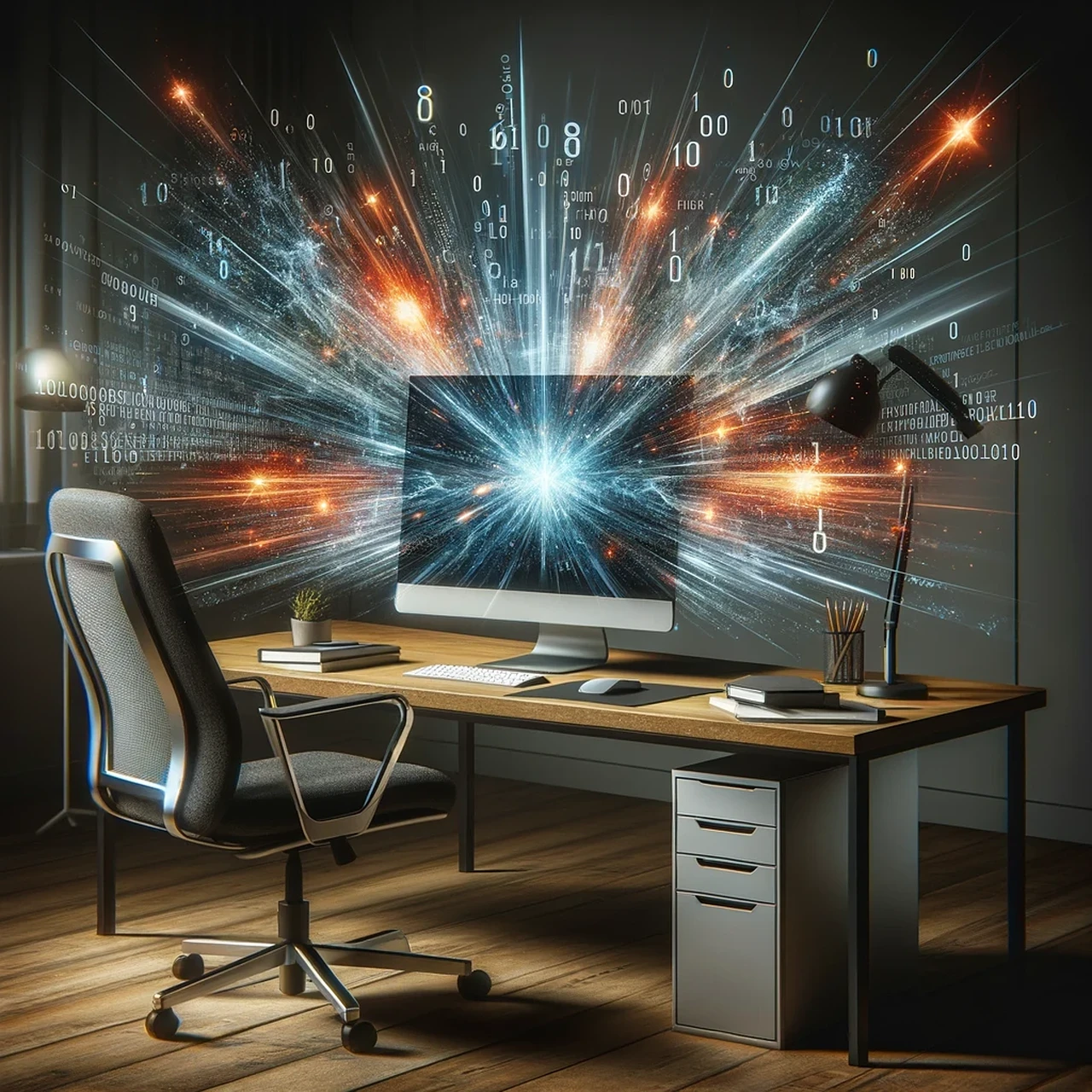 computer with AI explosion