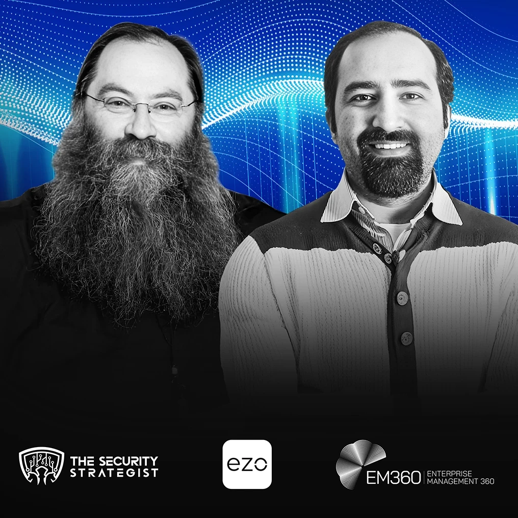 Syed Ali and Chris Steffen discussing IT asset management and deterministic automation during a Security Strategist podcast recording.