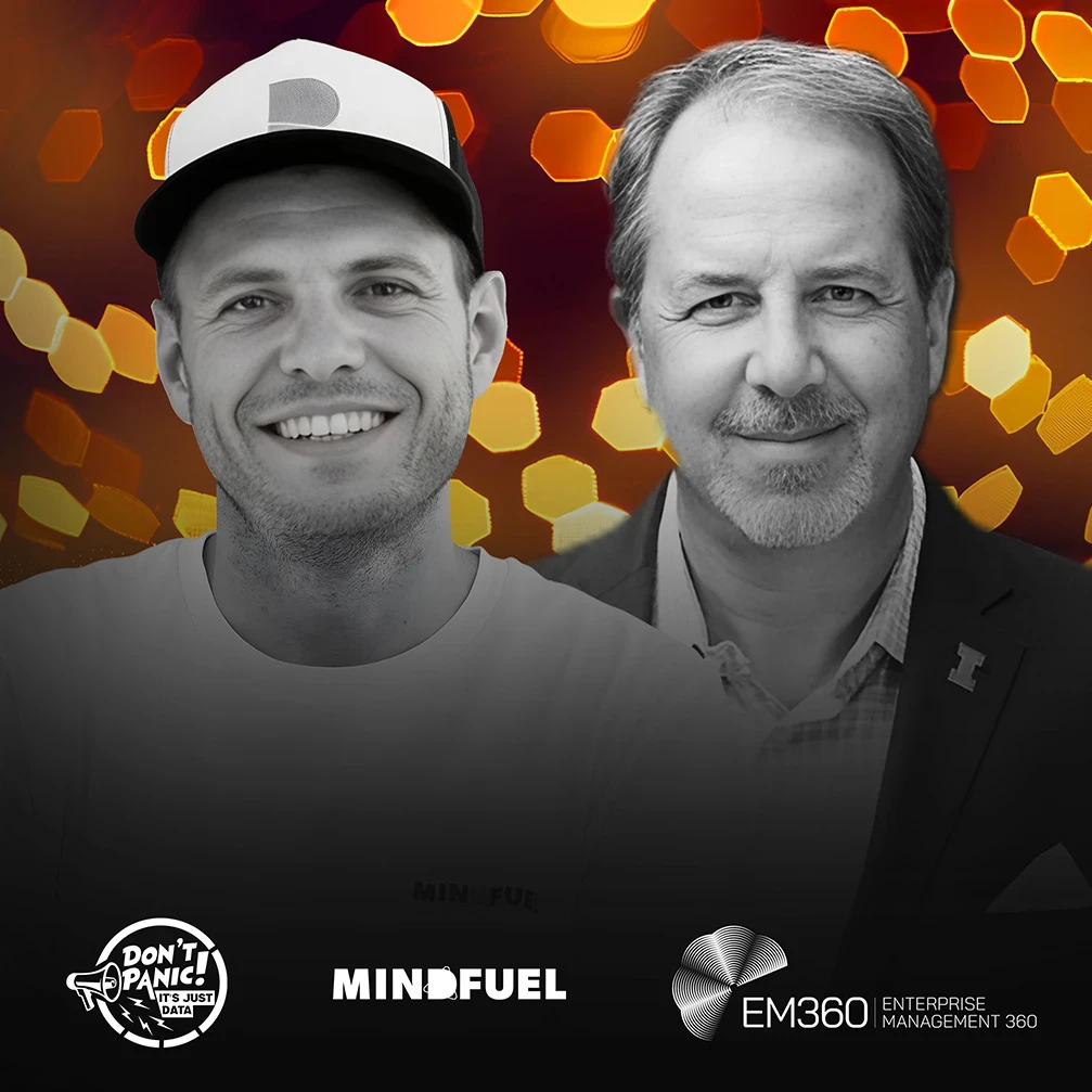 Doug Laney and Nadiem von Heydebrand discussing data and AI impact management on the “Don’t Panic, It’s Just Data” podcast.