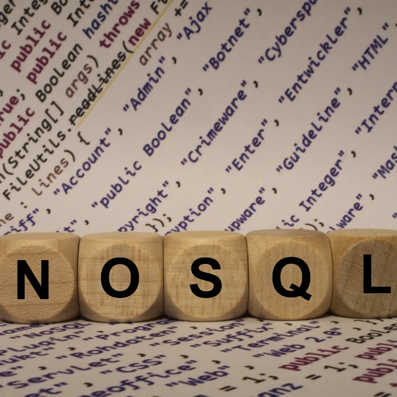 The letters "NOSQL" on wooden blocks.