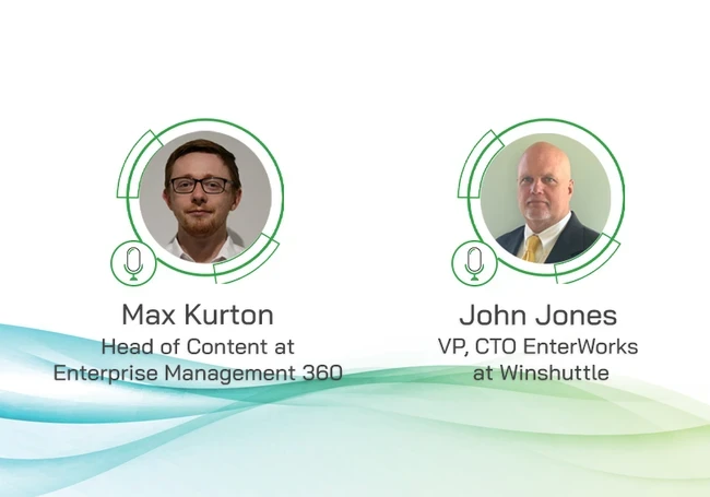 Profile pictures of Max Kurton, Head of Content at EM360 and John Jones, VP, CTO of EnterWorks at Winshuttle
